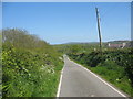 Road descending eastwards past Hafodllin Fawr