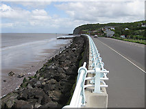 ST0343 : Looking East along the sea wall by Pauline E