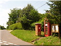 Morden: postbox № BH20 111 and phone, East Morden