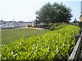 Looking from the esplanade towards the offices of Haslar Marina