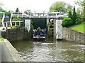 Narrowboat leaving Dowley Gap Locks