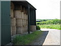 Bales in barn at Bignor Farm