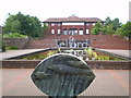 Sculpture and pool at Telford County Court