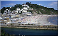 Looe river entrance and crowded beach