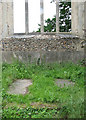 TM1685 : The ruined church of St Mary - ledger slabs on chancel floor by Evelyn Simak