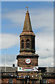 The clock tower on Lochmaben Town Hall