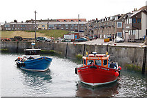 NU2232 : Two tourist boats manoeuvring in Seahouses harbour by Andy F
