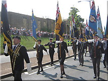 TQ7568 : Parade of Flag bearers, on Dock Road on Armed Forces Day by David Anstiss