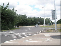 SU5901 : Car coming from the Fareham Road roundabout onto the Fort Brockhurst Roundabout by Basher Eyre