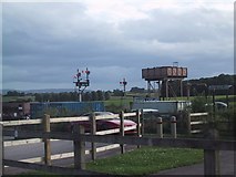 ST1628 : Water tower and signals at Bishops Lydeard station by Sarah Charlesworth