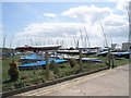 Moored boats at Stokes Bay Sailing Club