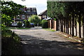 Looking down a private road.