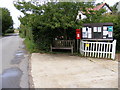 TM3461 : Low Road, Great Glemham Village Notice Board &  Post Office Postbox by Geographer