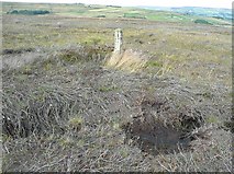 SD9922 : Lone fence post, Higher House Moor, Mytholmroyd by Humphrey Bolton