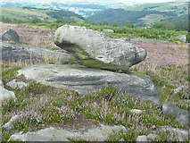 SD9922 : Perched rock, Higher House Moor, Mytholmroyd by Humphrey Bolton