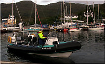 NG7526 : Blue Jack speedboat at Kyleakin harbour, Isle of Skye, Scotland UK by Nigel J C Turnbull