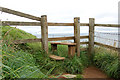 SW9178 : Stile on coastpath above Stepper Point by Andy F