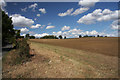 Ploughed field and no footpath