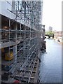 Scaffolding beside the Worcester & Birmingham Canal