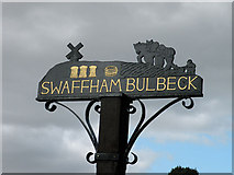 TL5562 : Swaffham Bulbeck Village Sign repainted by Keith Edkins
