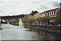 Newry Canal with row of shops, Ulster.