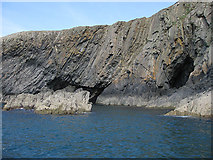 SM7025 : Cave and cliffs, Ramsey Island by Pauline E