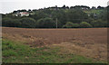 Headland of harrowed field by Shutterton Lane