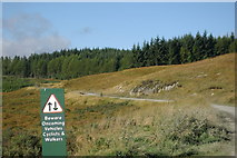 NX4794 : Warning sign by Carrick Forest Drive by Leslie Barrie