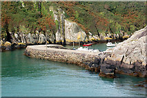 SM7423 : Narrow entrance to Porthclais harbour by Andy F