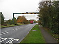 Height restriction over A616 on approach to low railway bridge