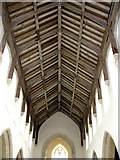 TG1020 : St Mary's church - archbraced nave roof with angels by Evelyn Simak