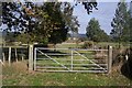 Gate and footpath junction near Price