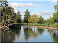 TQ2874 : Autumn Reflections in Mount Pond, Clapham Common by Chris Reynolds