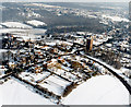 Aerial view of the Benfleet water tower in the snow