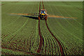 Crop spraying at Rulesmains Farm, Duns