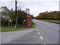 TM2564 : B1119 Saxtead Road, Saxtead Green Postbox & Telephone Box by Geographer