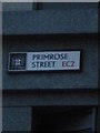 Street sign, Primrose Street EC2