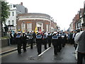 Band waiting in South Street for the 2009 Remembrance Sunday Service to start