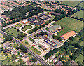 Aerial view of Castle Point Council Offices, Runnymede Hall and Pool