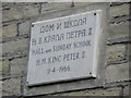 Commemorative Plaque at The Serbian Orthodox Hall, Boothtown, Halifax