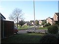 Looking from Larchfield Way across Hazleton Way towards the recreation ground