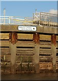 SX4853 : Notice on pier, Queen Anne's Battery by Derek Harper