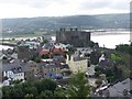 View over Conwy rooftops from top of walls