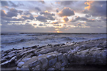 SS9567 : Beach defences at sunset - Llantwit Major by Mick Lobb
