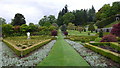 Ornamental hedges and borders in Drummond Castle gardens