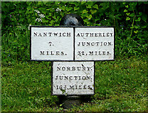 SJ6542 : Canal milepost near Audlem, Cheshire by Roger  D Kidd