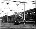 Tram at Rigby Road depot, Blackpool