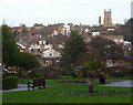 View towards Halstead town centre from the park