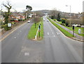 Malpas Road south from Woodlands footbridge, Newport