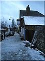 An icy pavement in College Street approaching the Good Intent